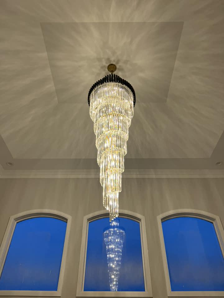 Spiral Crystal Chandelier For Foyer / Staircase