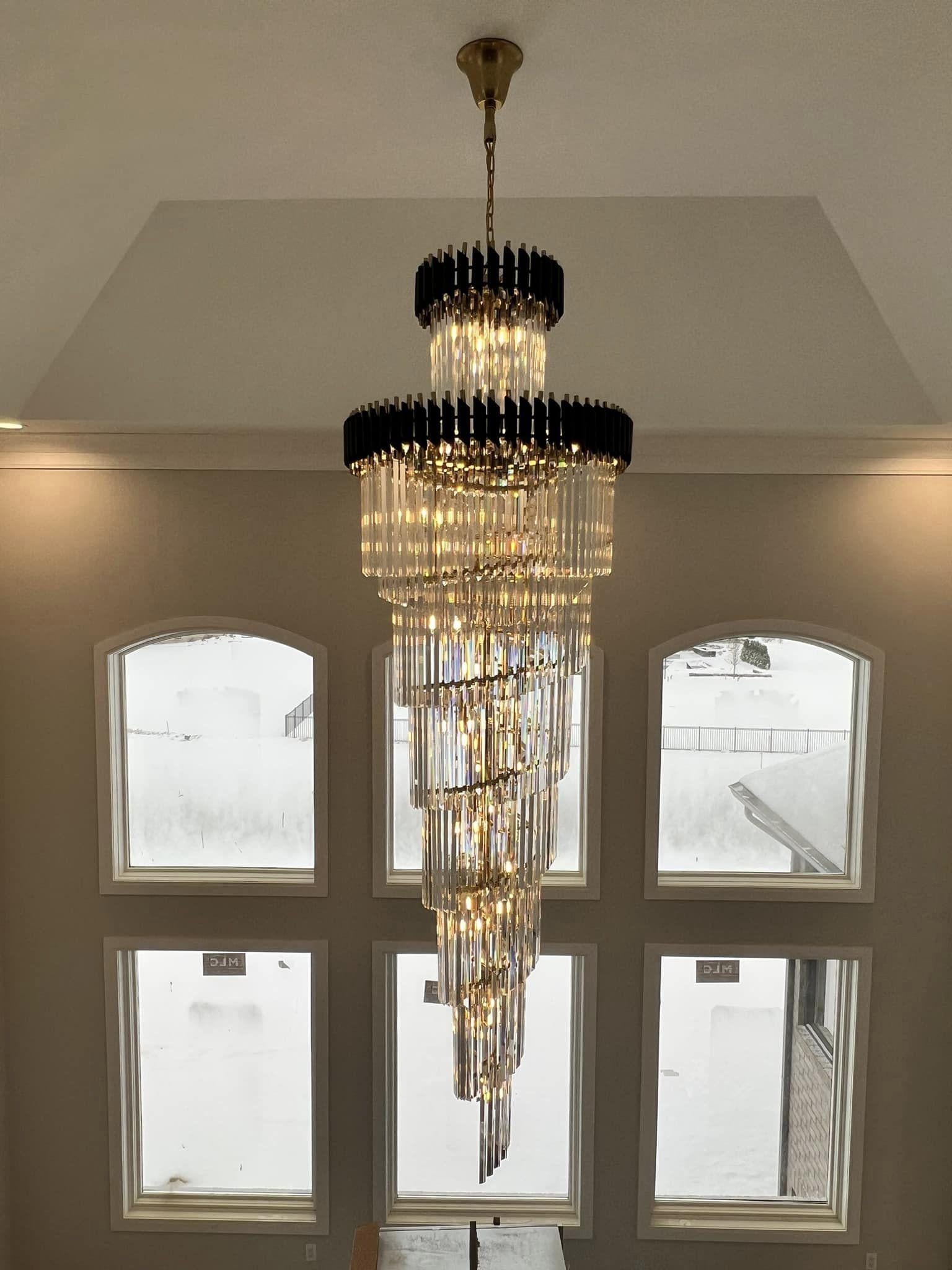 Spiral Crystal Chandelier For Foyer / Staircase