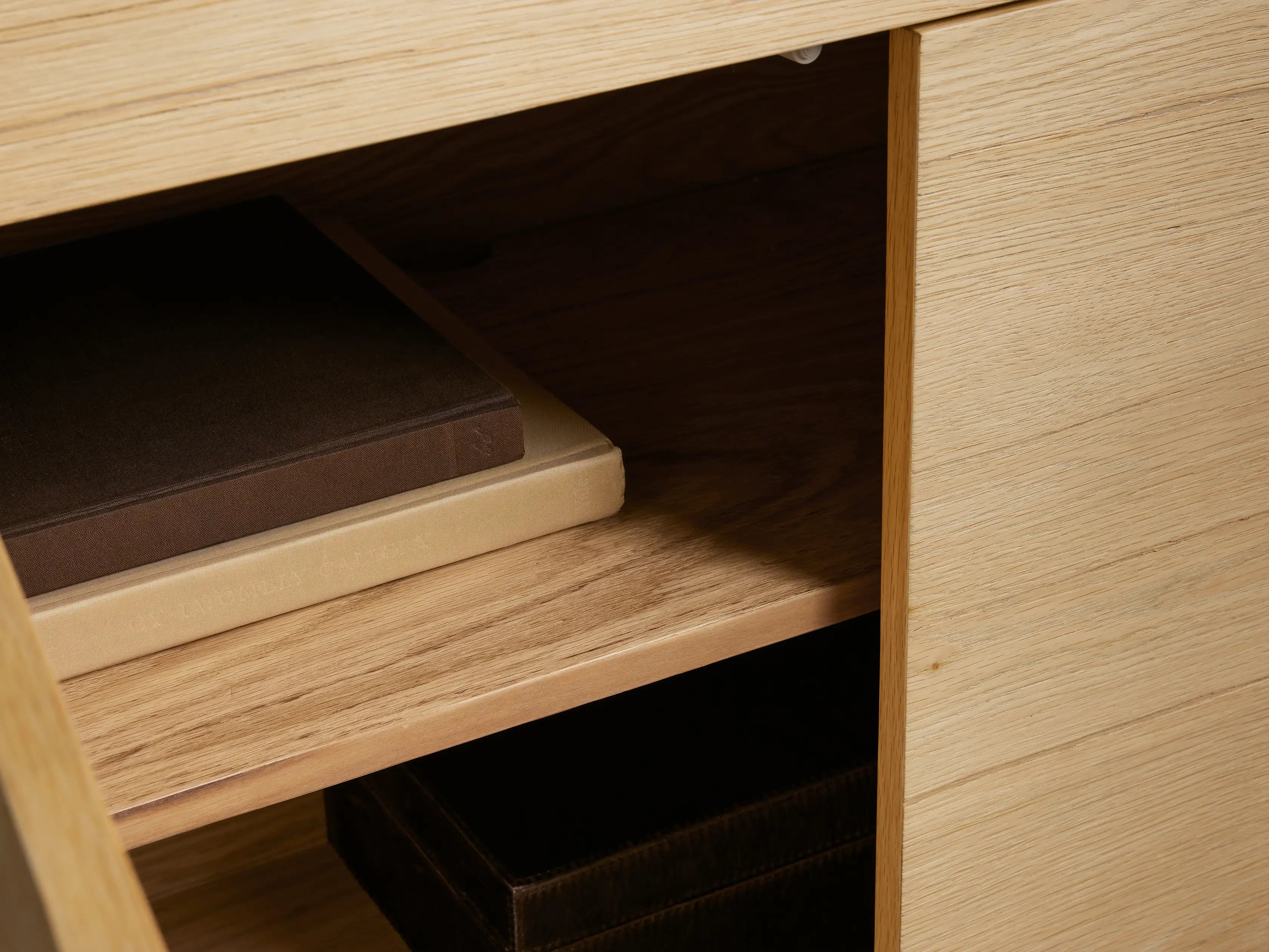 Tellurian Media Console Oak with Oxidized Steel Rustic Living Furniture