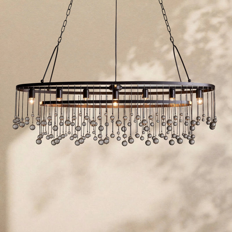 Aubrey Crystal Ball Oval Chandelier 7 Lights