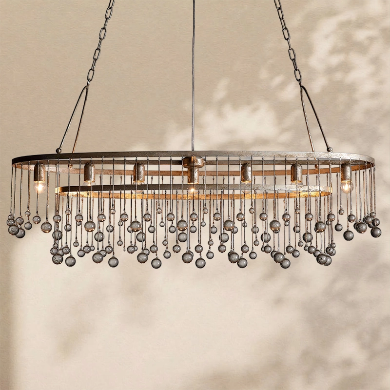Aubrey Crystal Ball Oval Chandelier 7 Lights