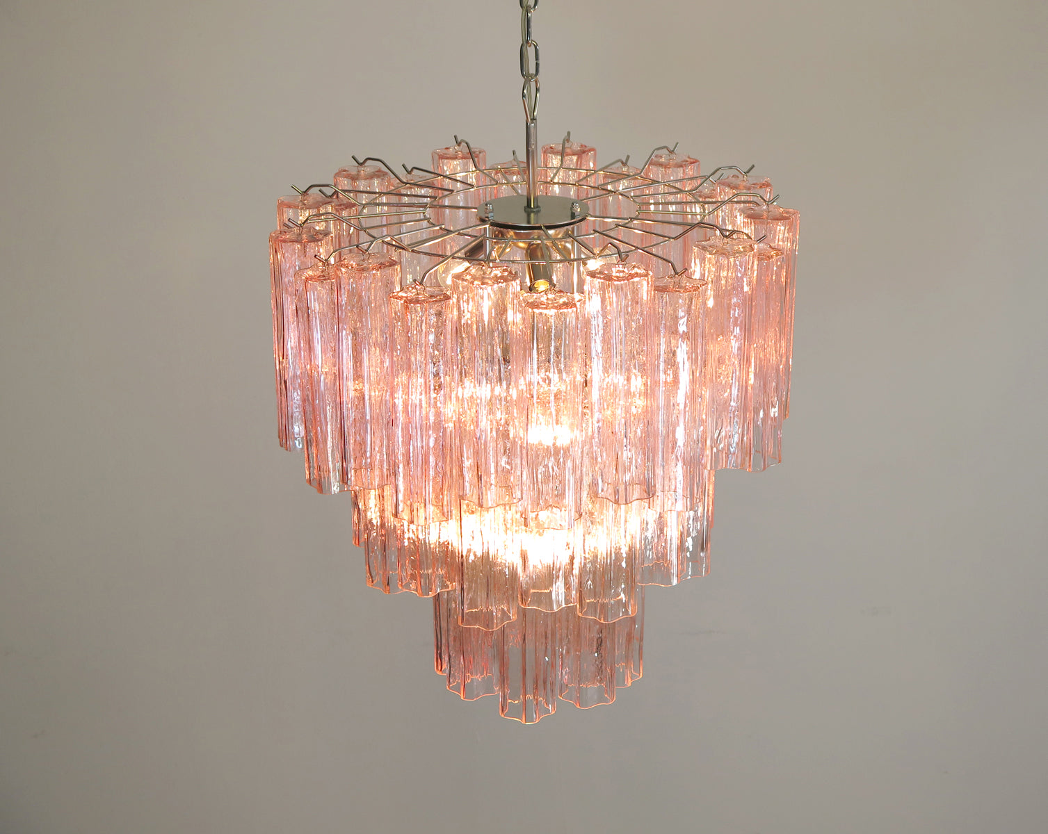 Murano Chandelier 48 Pink Glass Tubes