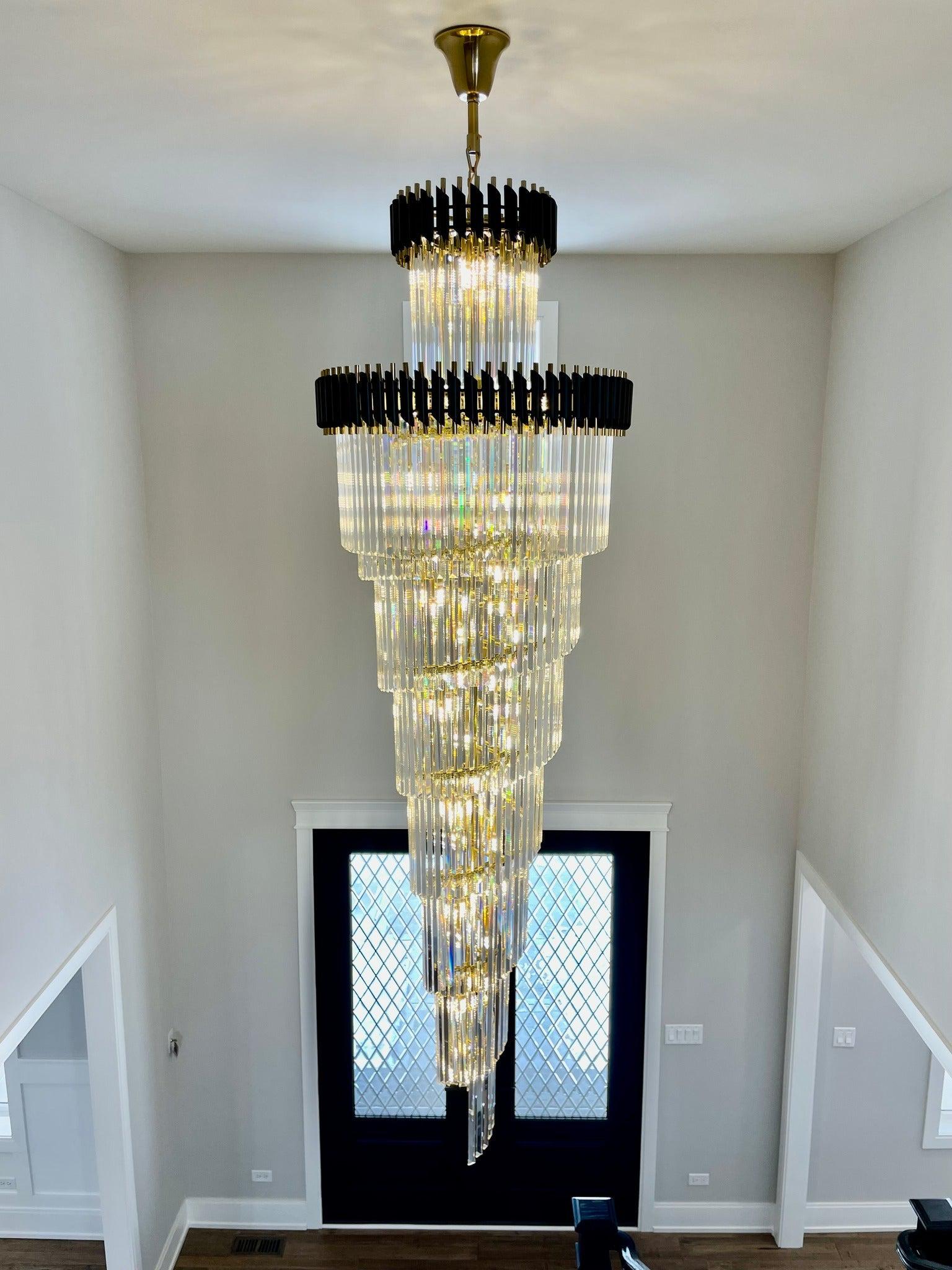 Spiral Crystal Chandelier For Foyer / Staircase