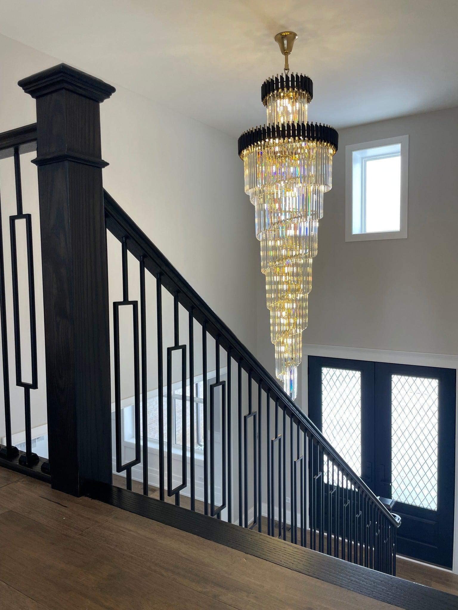 Spiral Crystal Chandelier For Foyer / Staircase