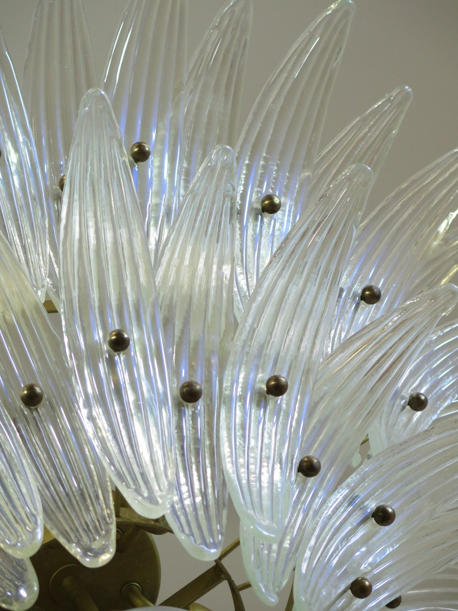 Murano Chandelier 58 Iris-Clear Palmette Glass