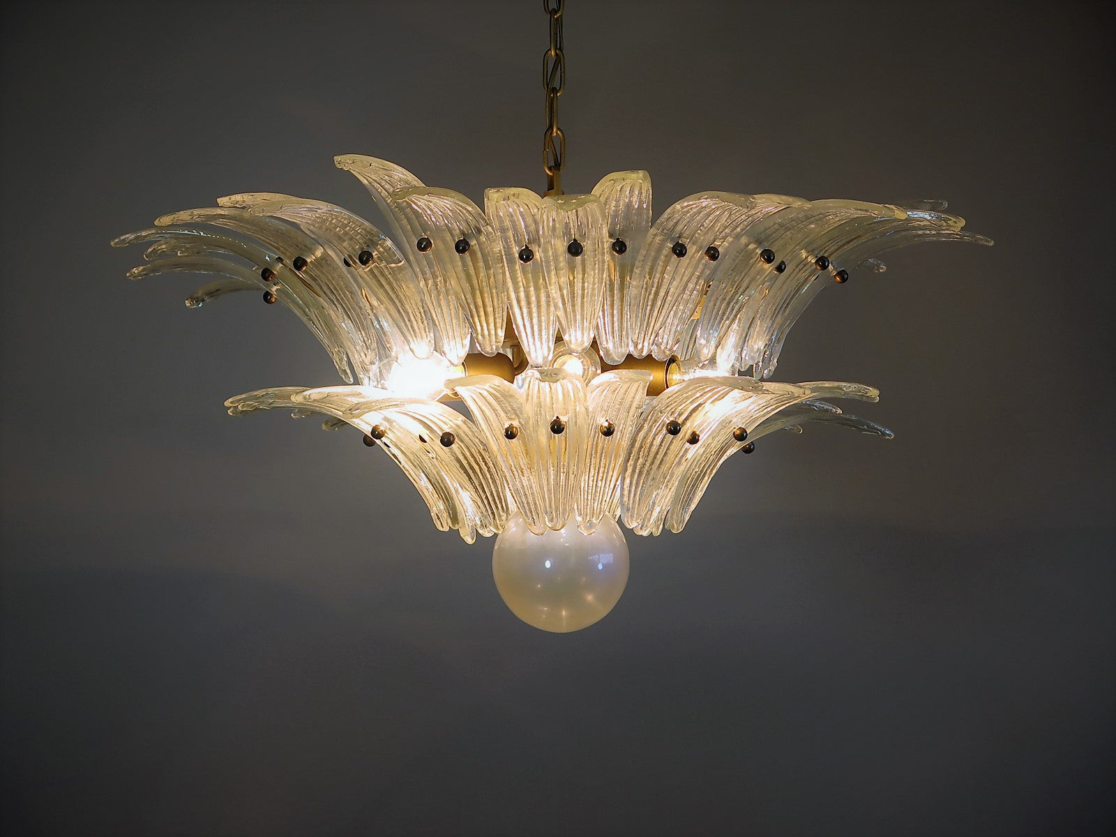Murano Chandelier 58 Iris-Clear Palmette Glass
