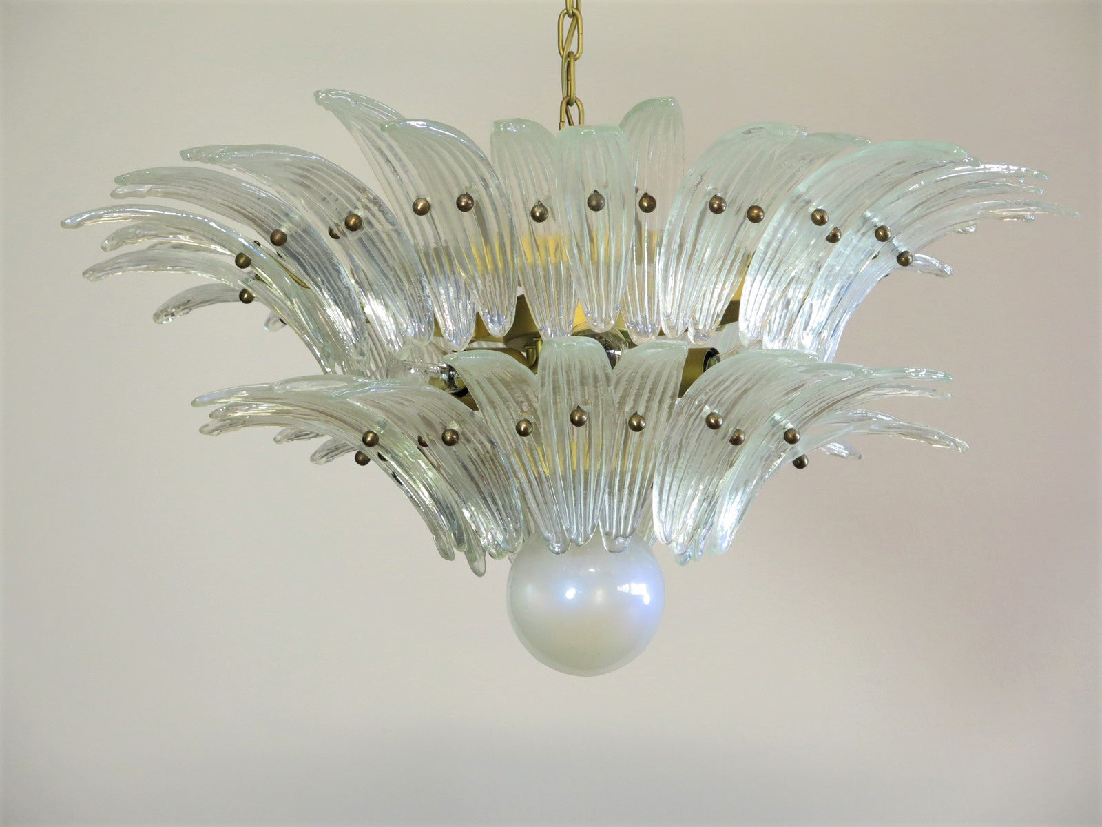 Murano Chandelier 58 Iris-Clear Palmette Glass