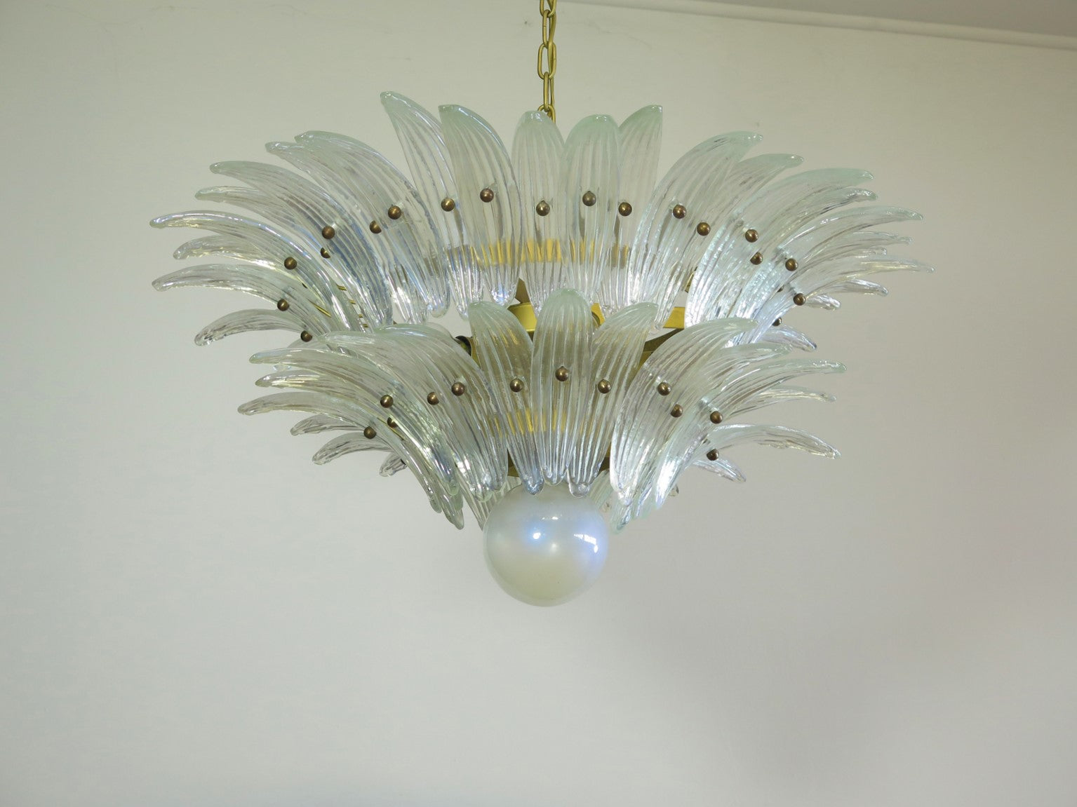 Murano Chandelier 58 Iris-Clear Palmette Glass