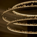 36 Inch Round Modern Chandelier Brass & Clear Geode Quartz Crystal Hanging Light