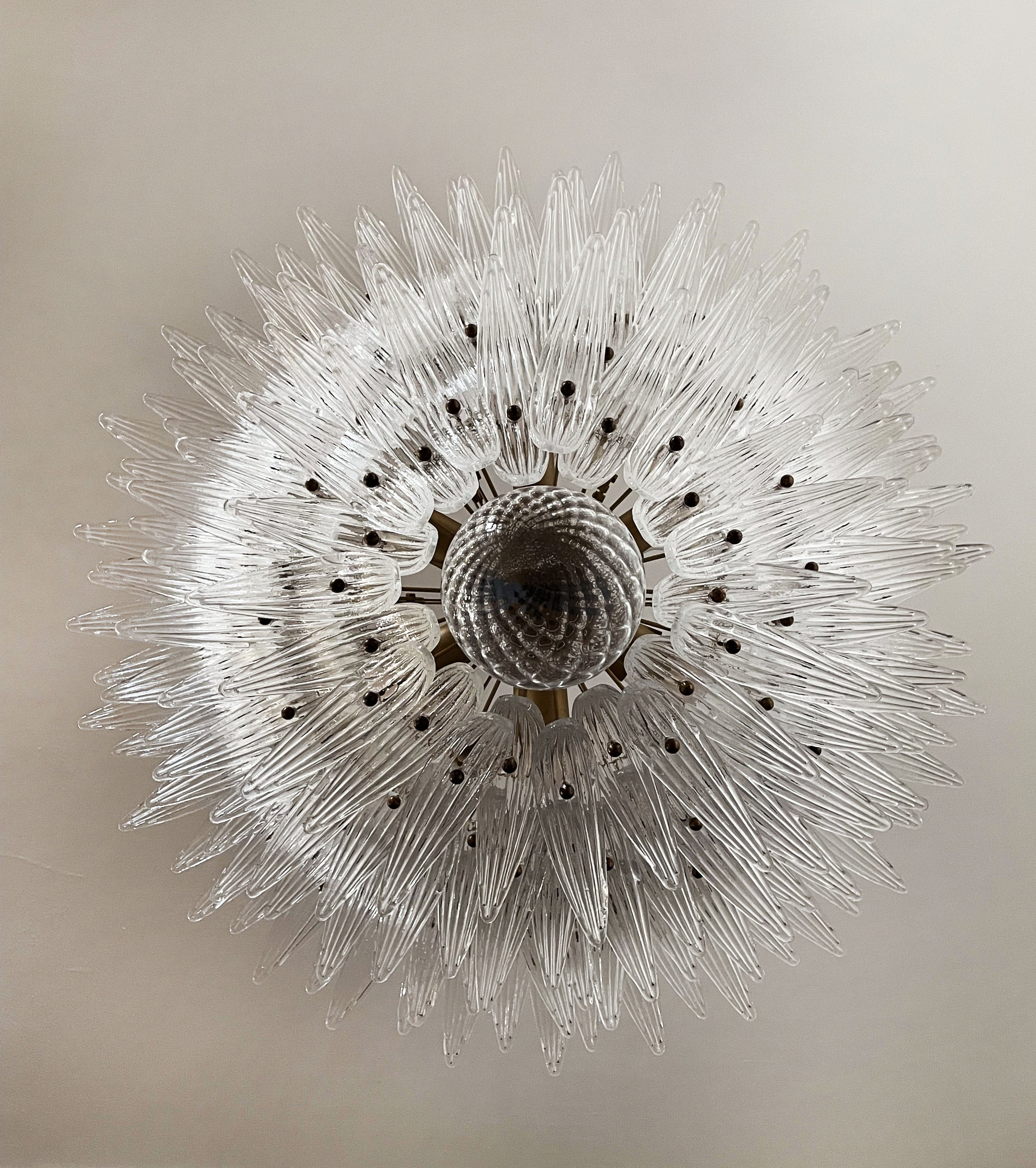 Murano Chandelier 163 Clear Palmette Glass