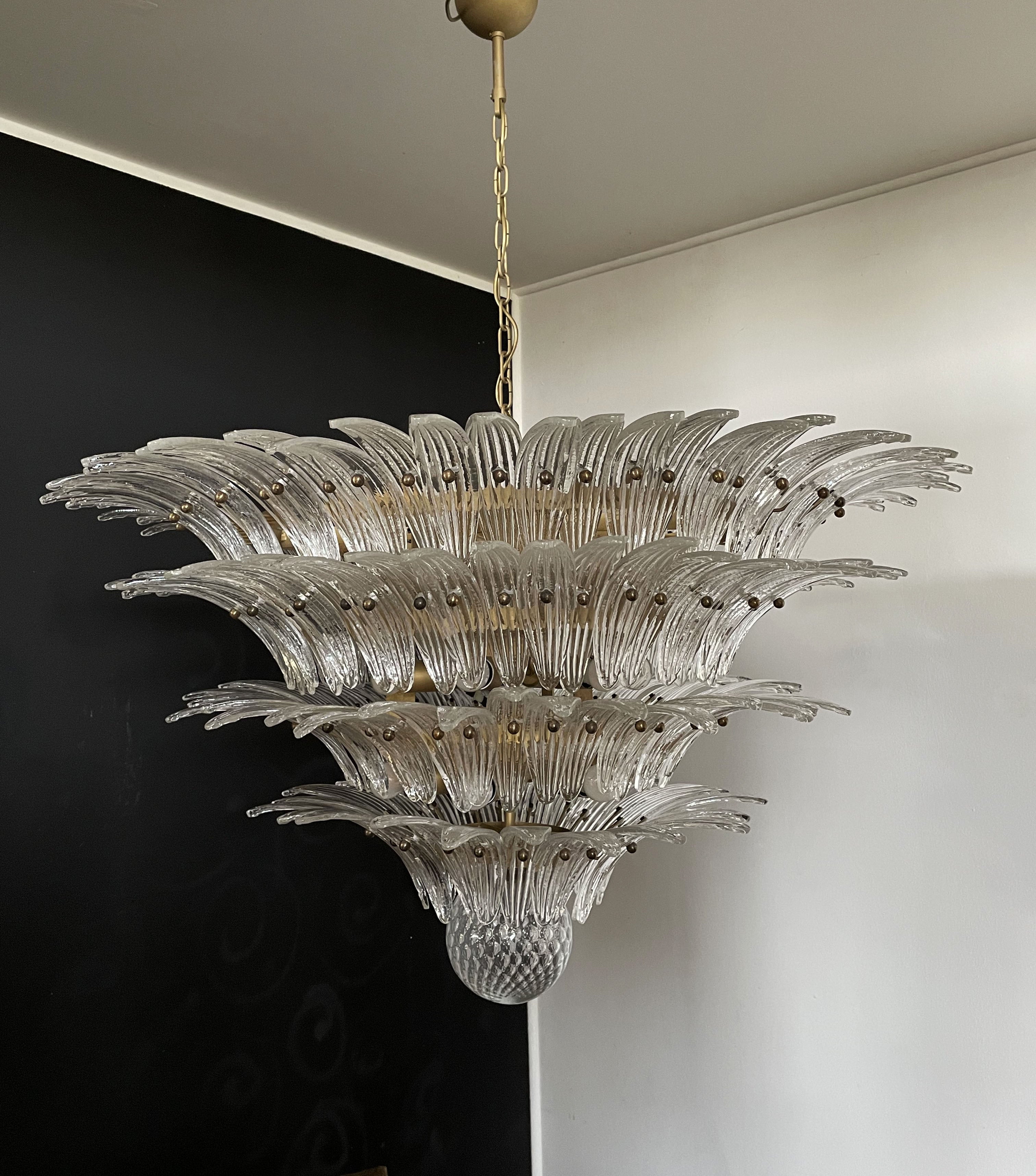 Murano Chandelier 163 Clear Palmette Glass