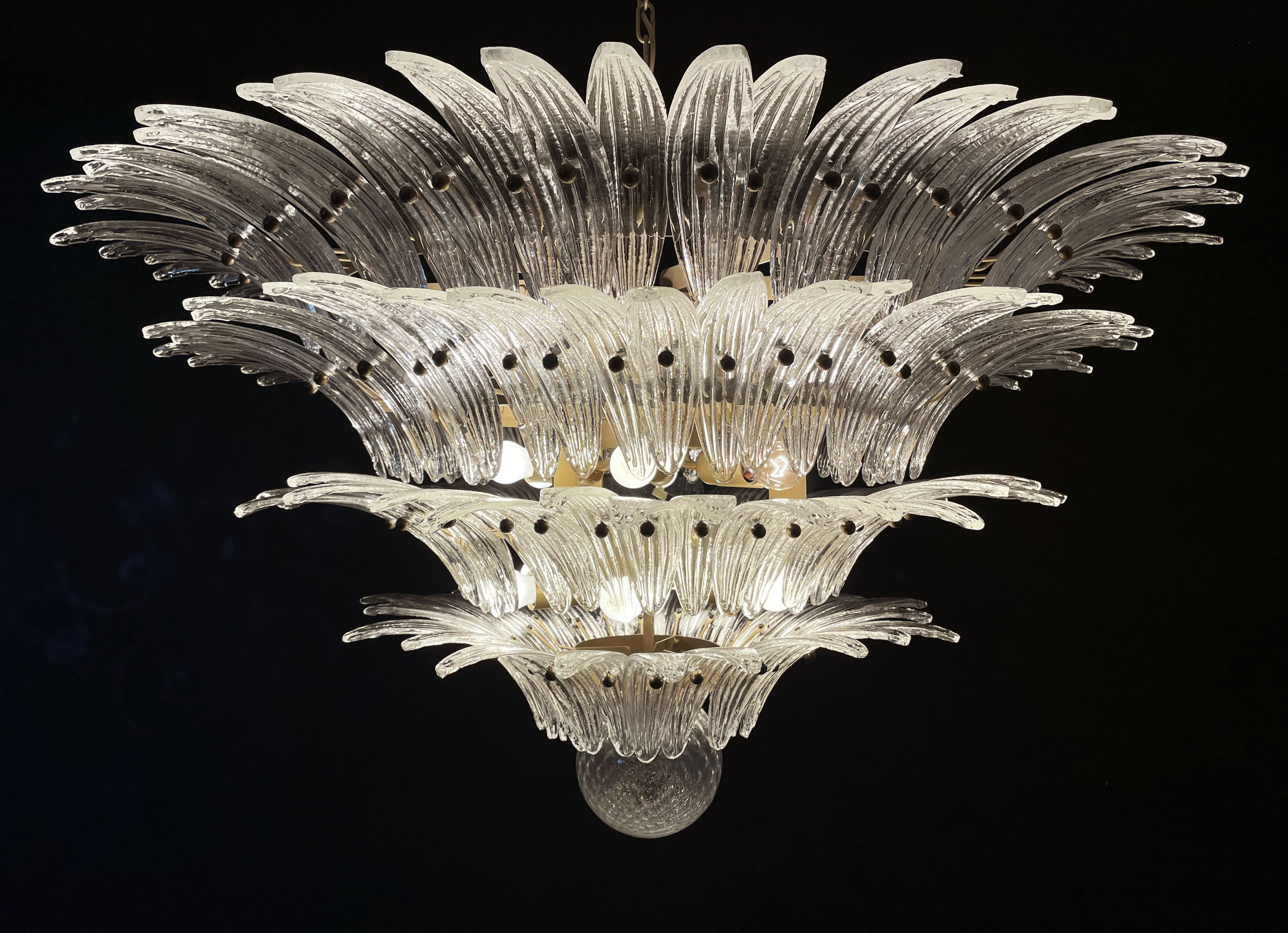 Murano Chandelier 163 Clear Palmette Glass