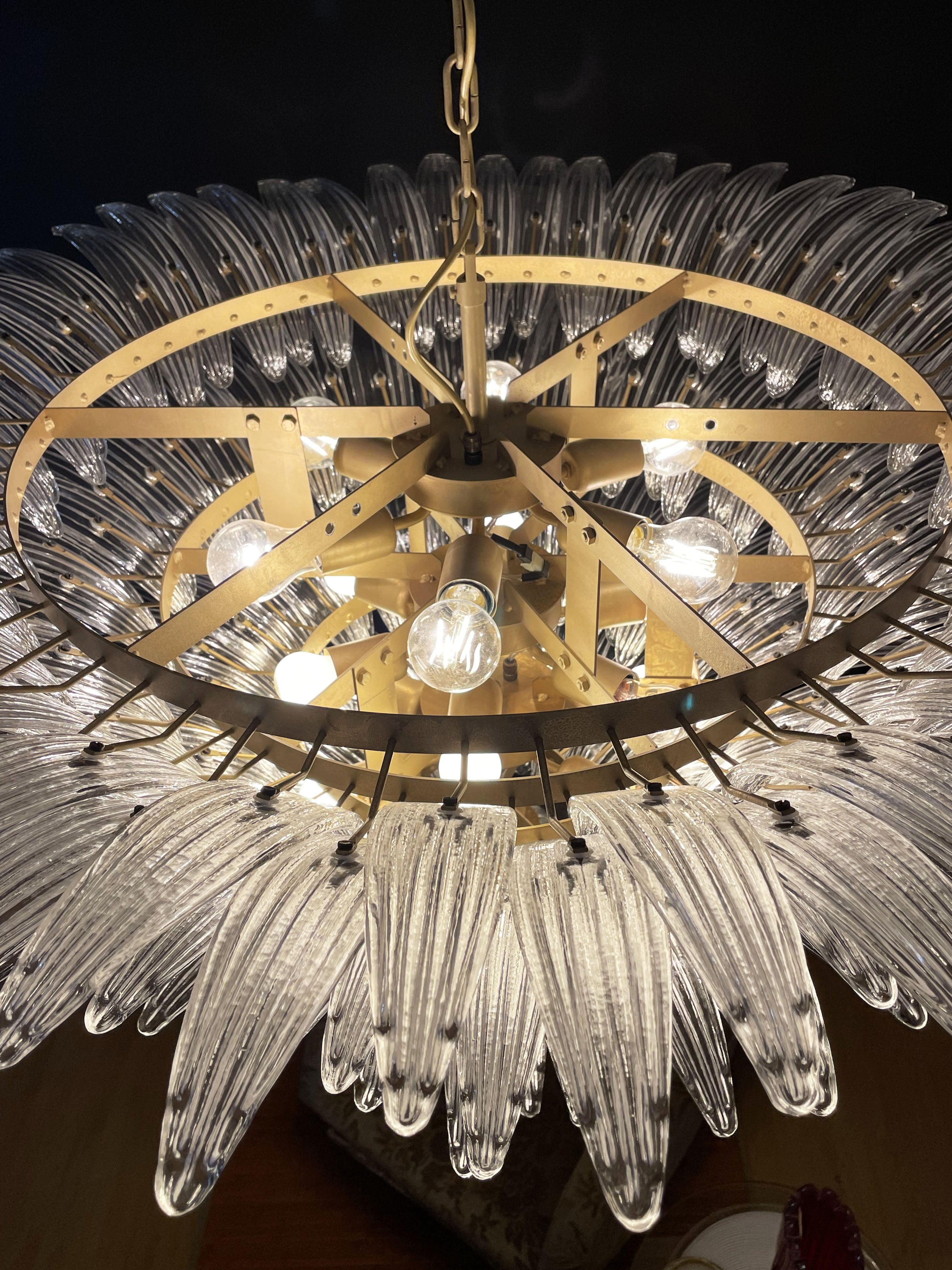 Murano Chandelier 163 Clear Palmette Glass