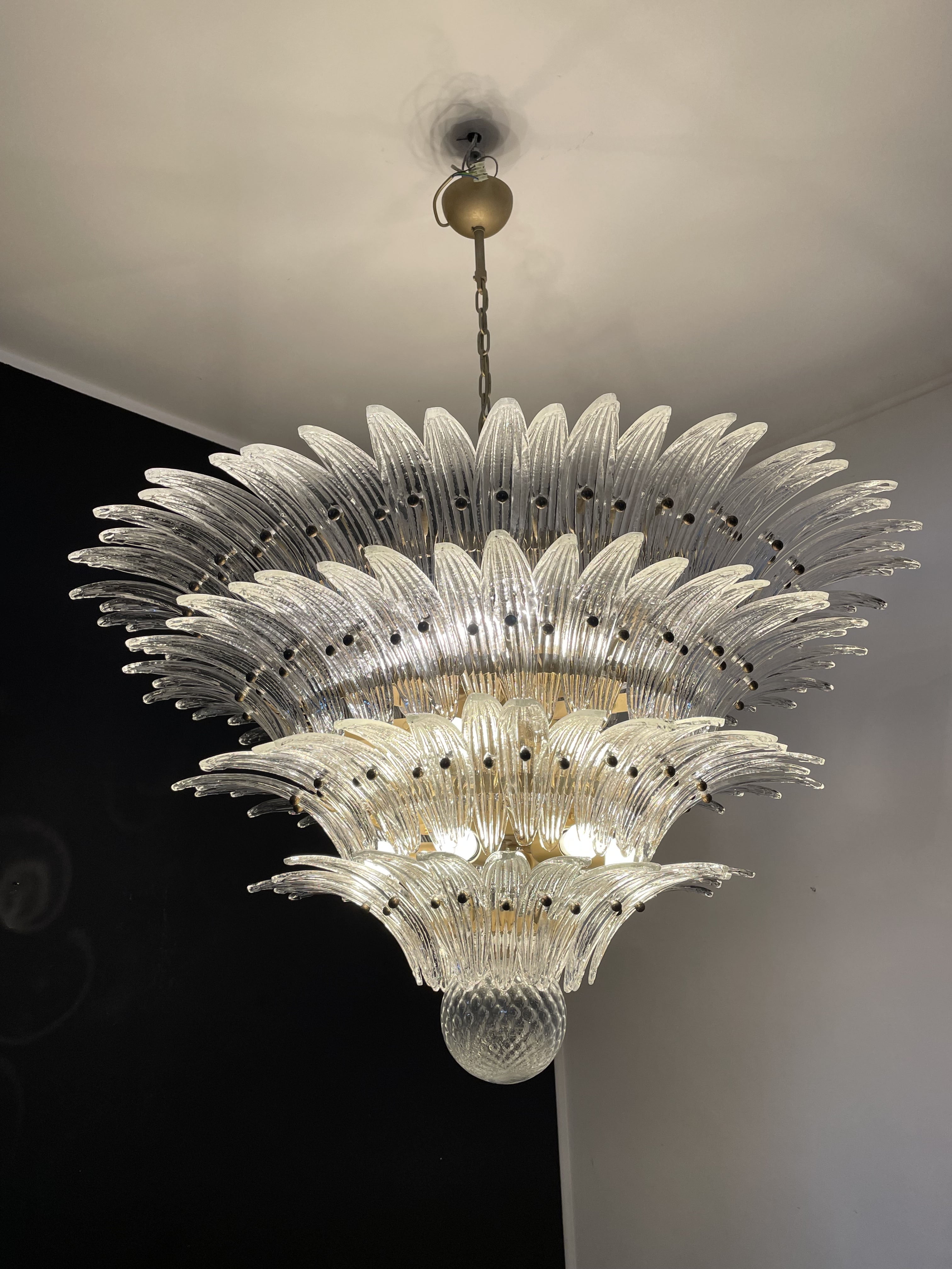 Murano Chandelier 163 Clear Palmette Glass