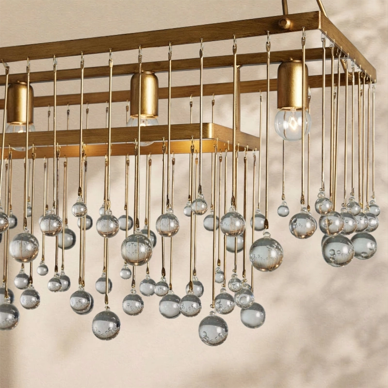 Aubrey Crystal Ball  Rectangular Chandelier 47'' 60''