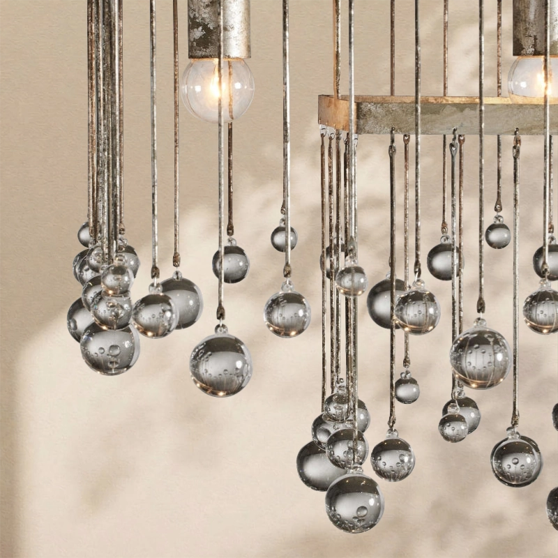 Aubrey Crystal Ball  Rectangular Chandelier 47'' 60''