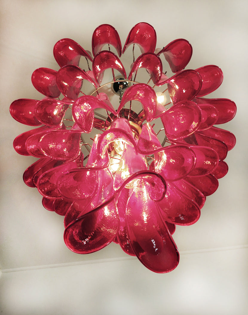 Murano Chandelier 52 Red Petal Glass