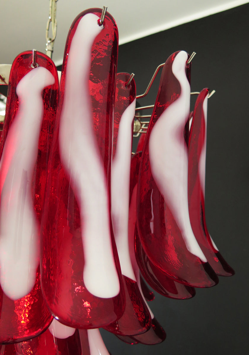 Murano Chandelier 53 Red Petal Glass