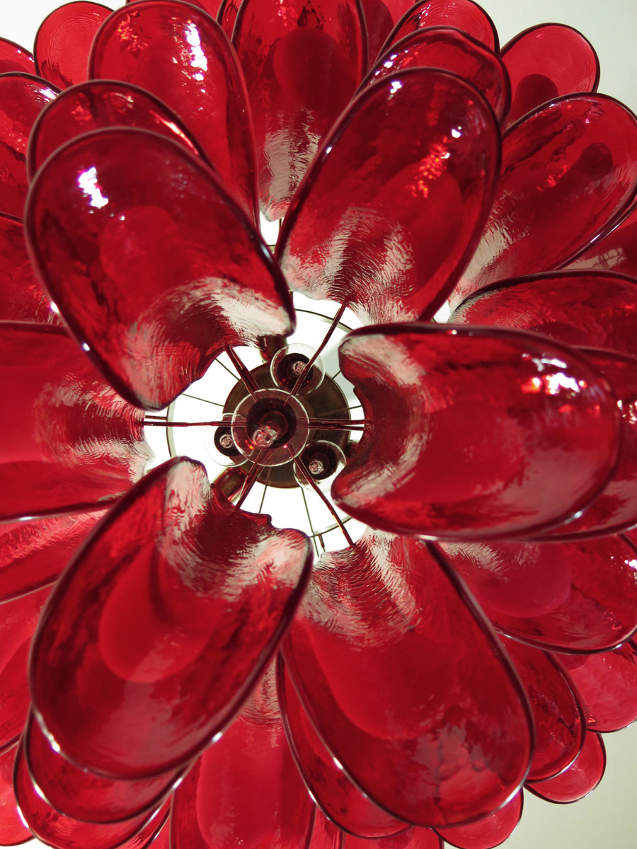 Murano Chandelier 53 Red Petal Glass
