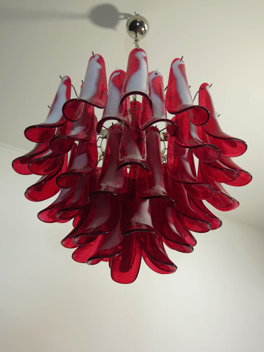 Murano Chandelier 53 Red Petal Glass