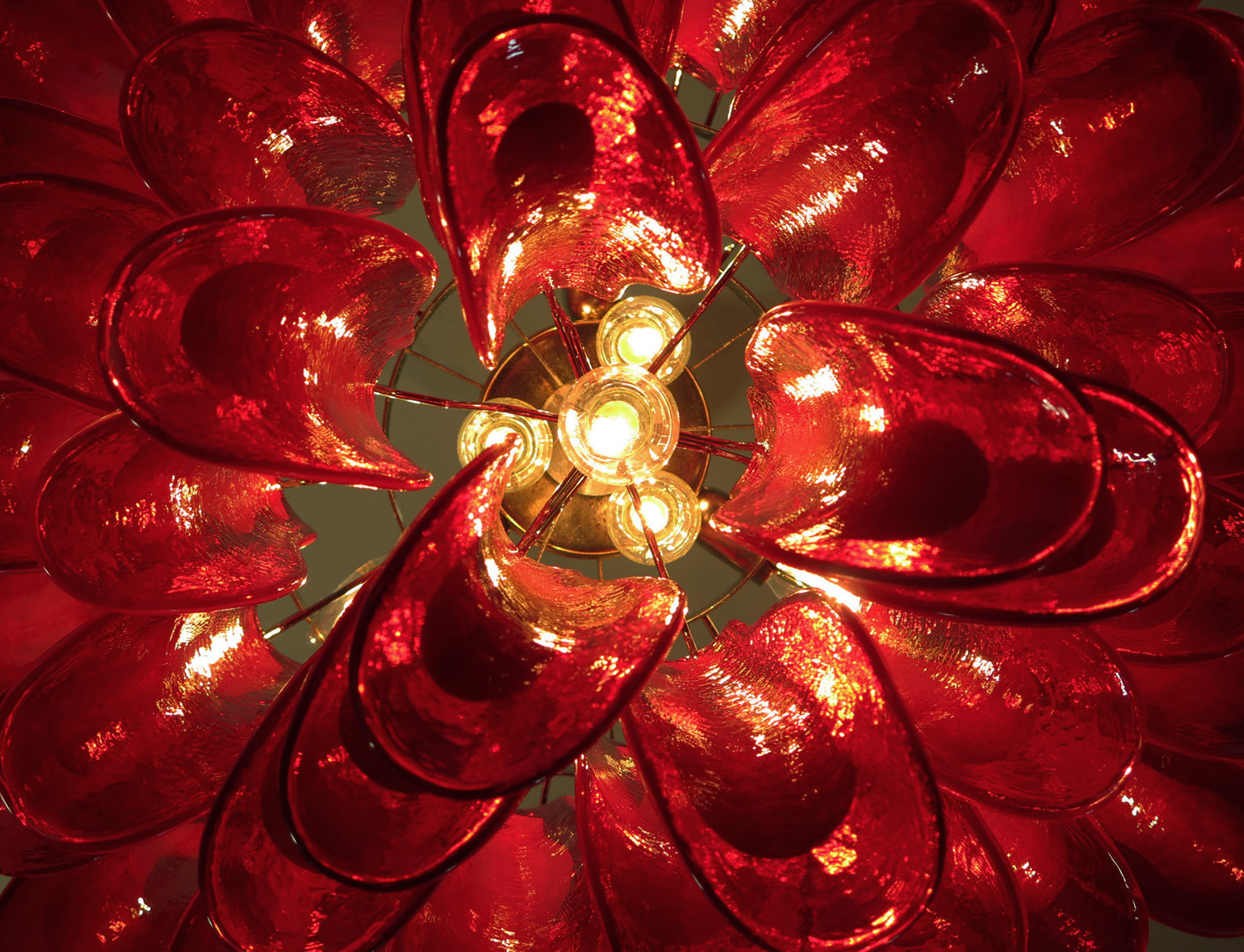 Murano Chandelier 53 Red Petal Glass