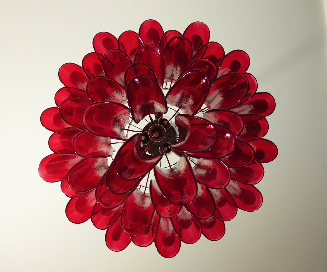 Murano Chandelier 53 Red Petal Glass