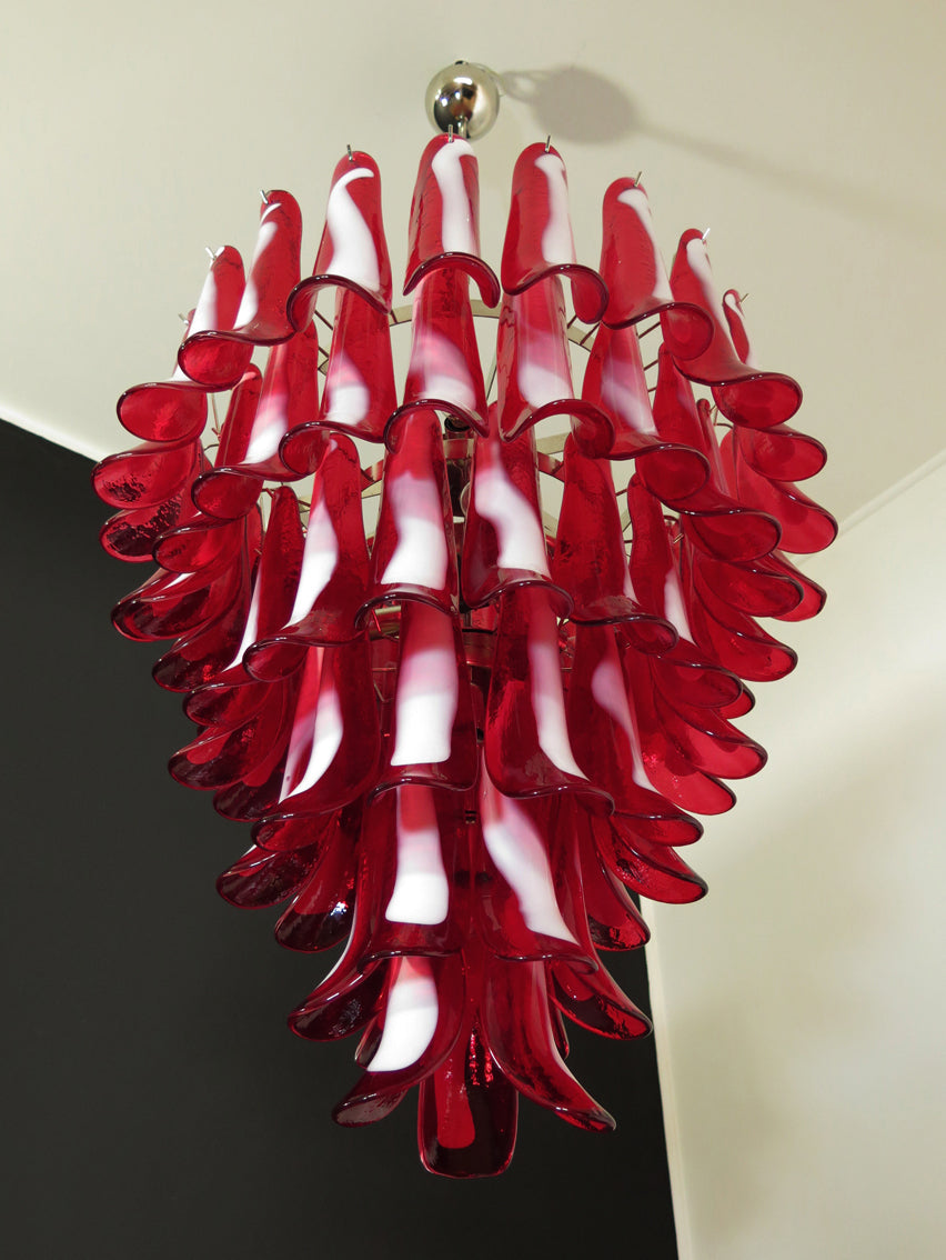 Murano Chandelier 75 Red Petal Glass