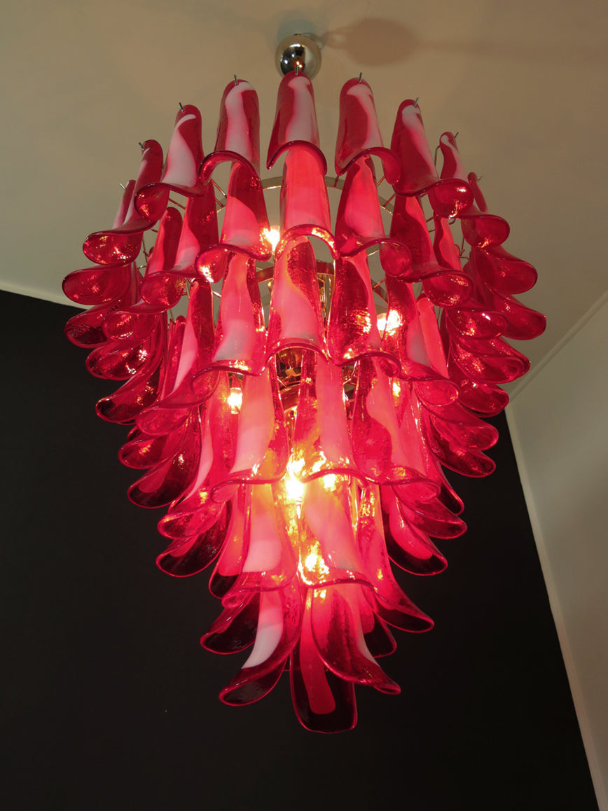 Murano Chandelier 75 Red Petal Glass