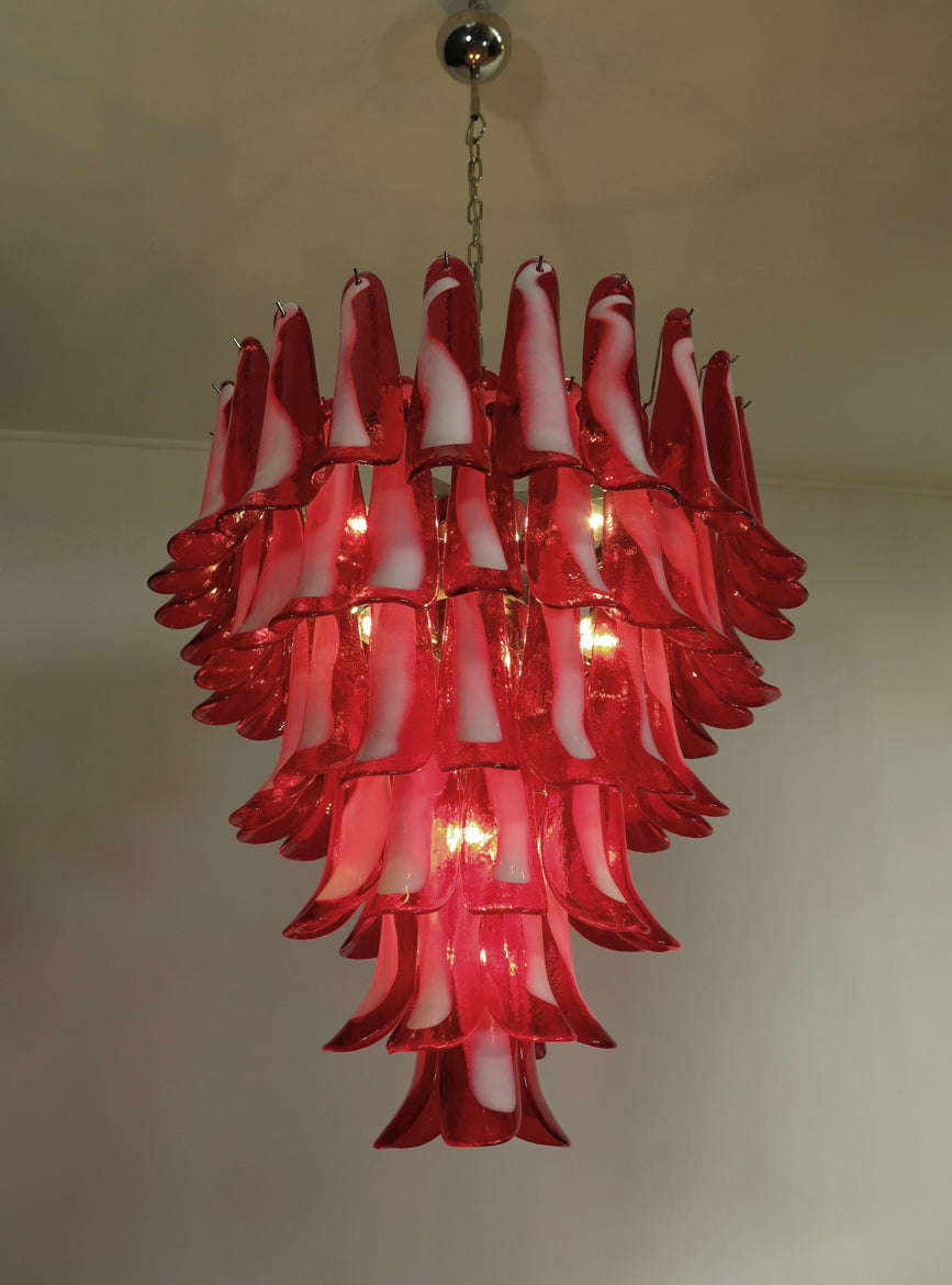 Murano Chandelier 75 Red Petal Glass