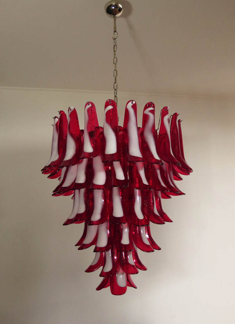 Murano Chandelier 75 Red Petal Glass