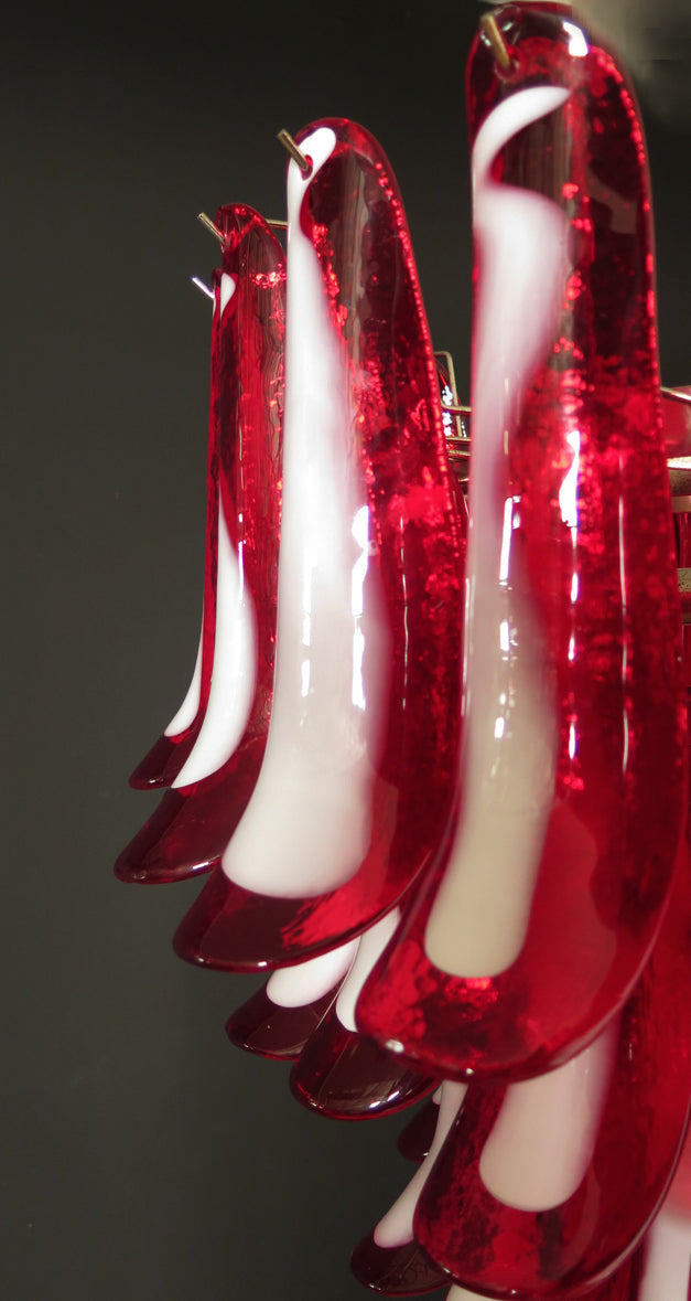 Murano Chandelier 75 Red Petal Glass
