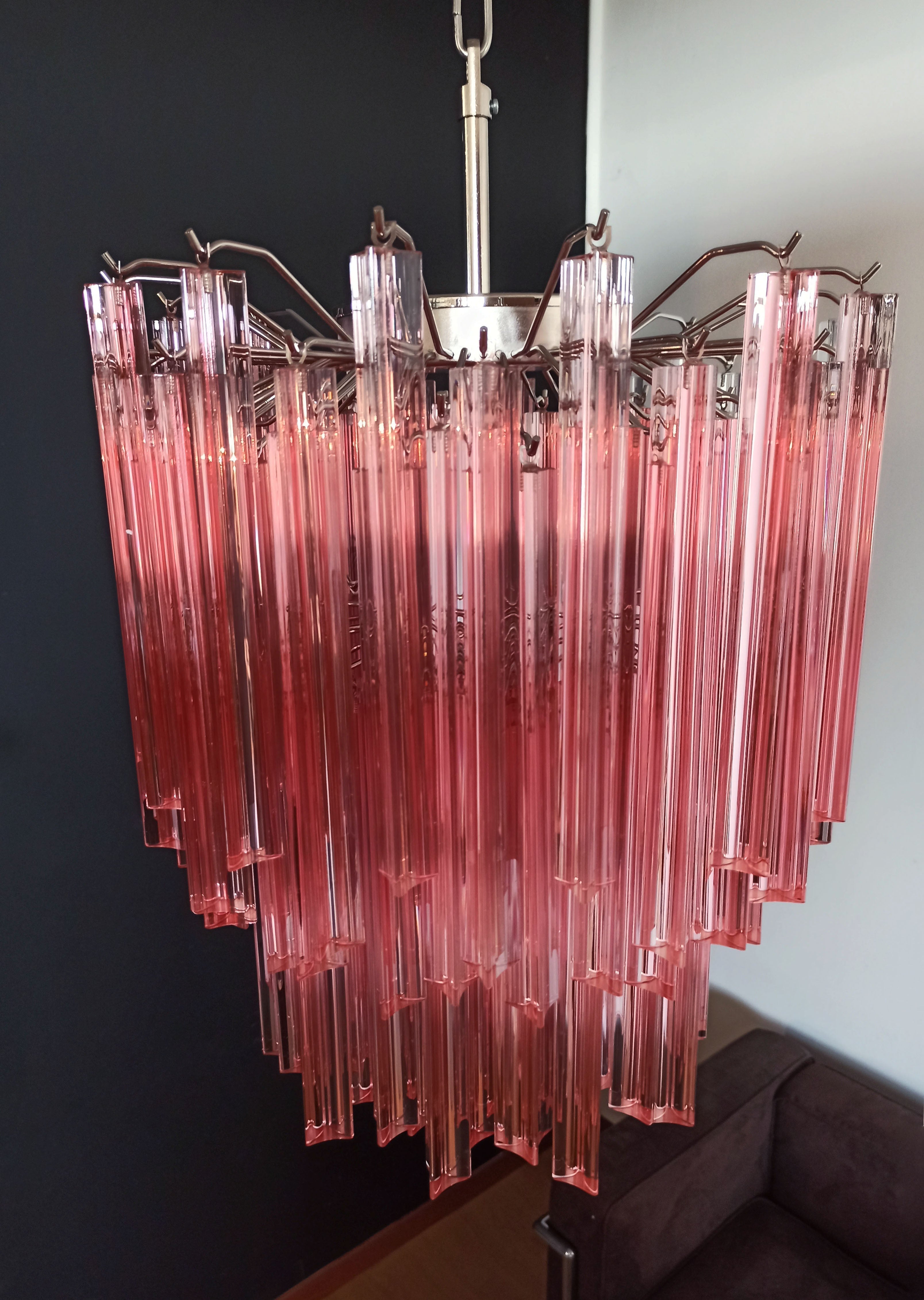 Murano Chandelier 107 Pink Prism Glass