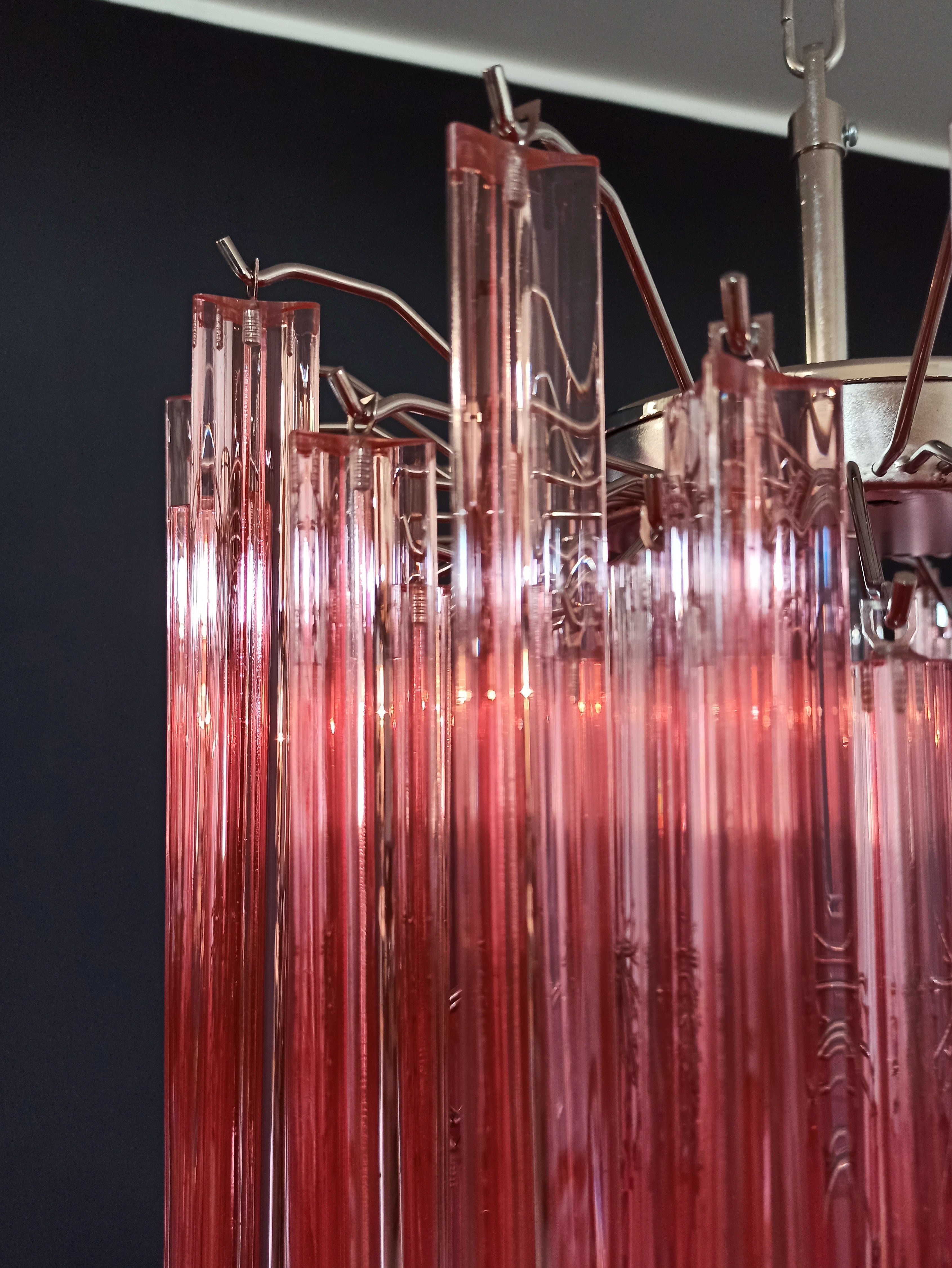 Murano Chandelier 107 Pink Prism Glass