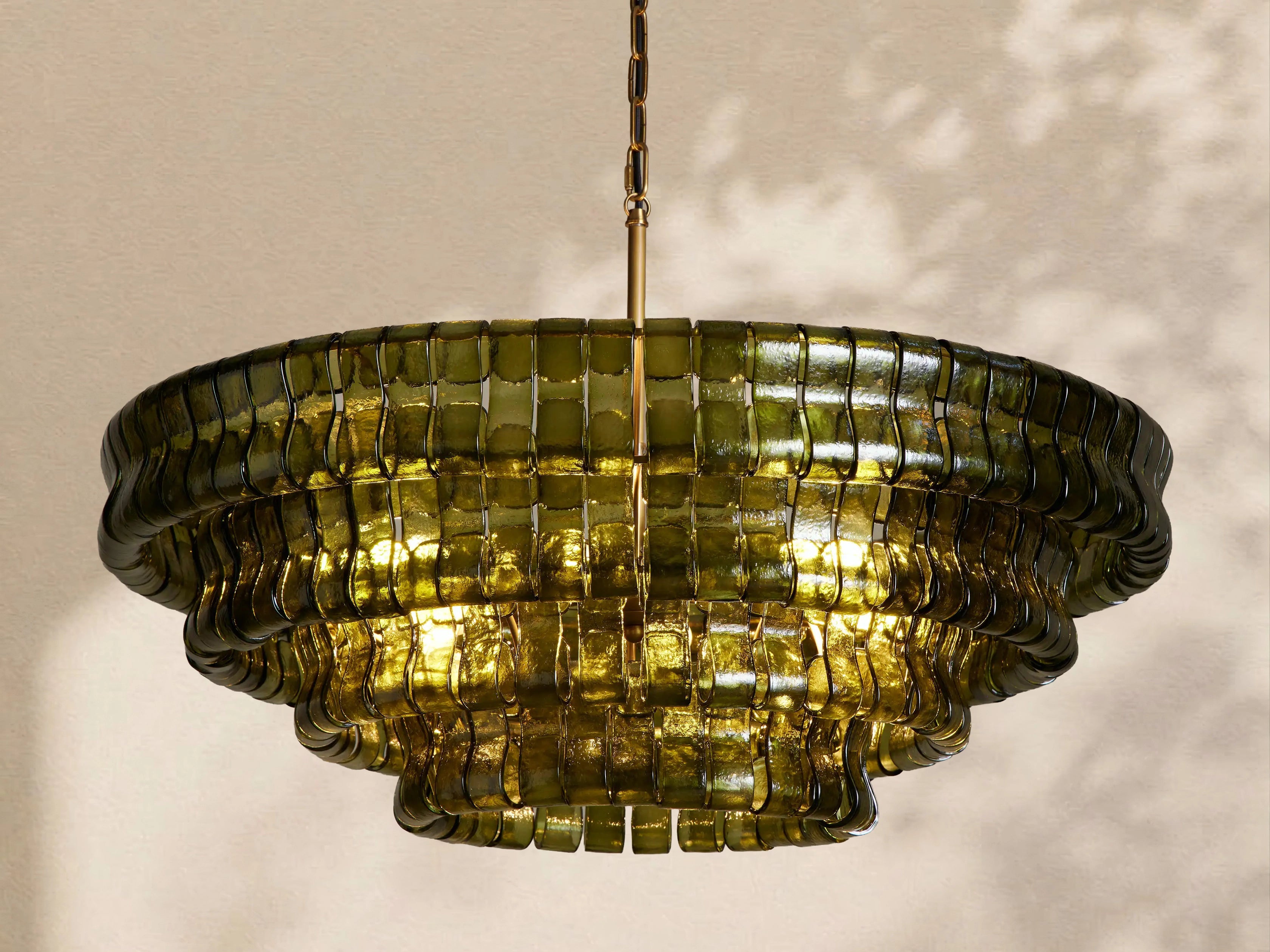 Amor 4-Tier Ghiaccio Glass Round Chandelier 36"