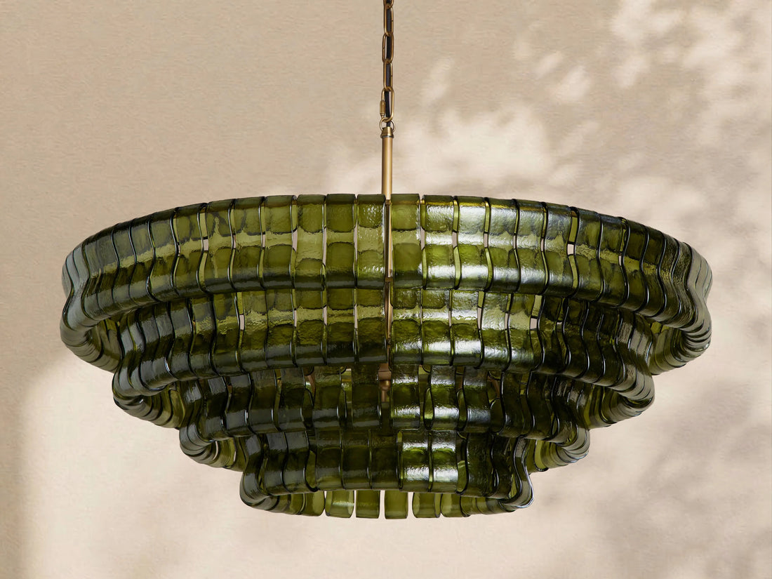 Amor 4-Tier Ghiaccio Glass Round Chandelier 36"