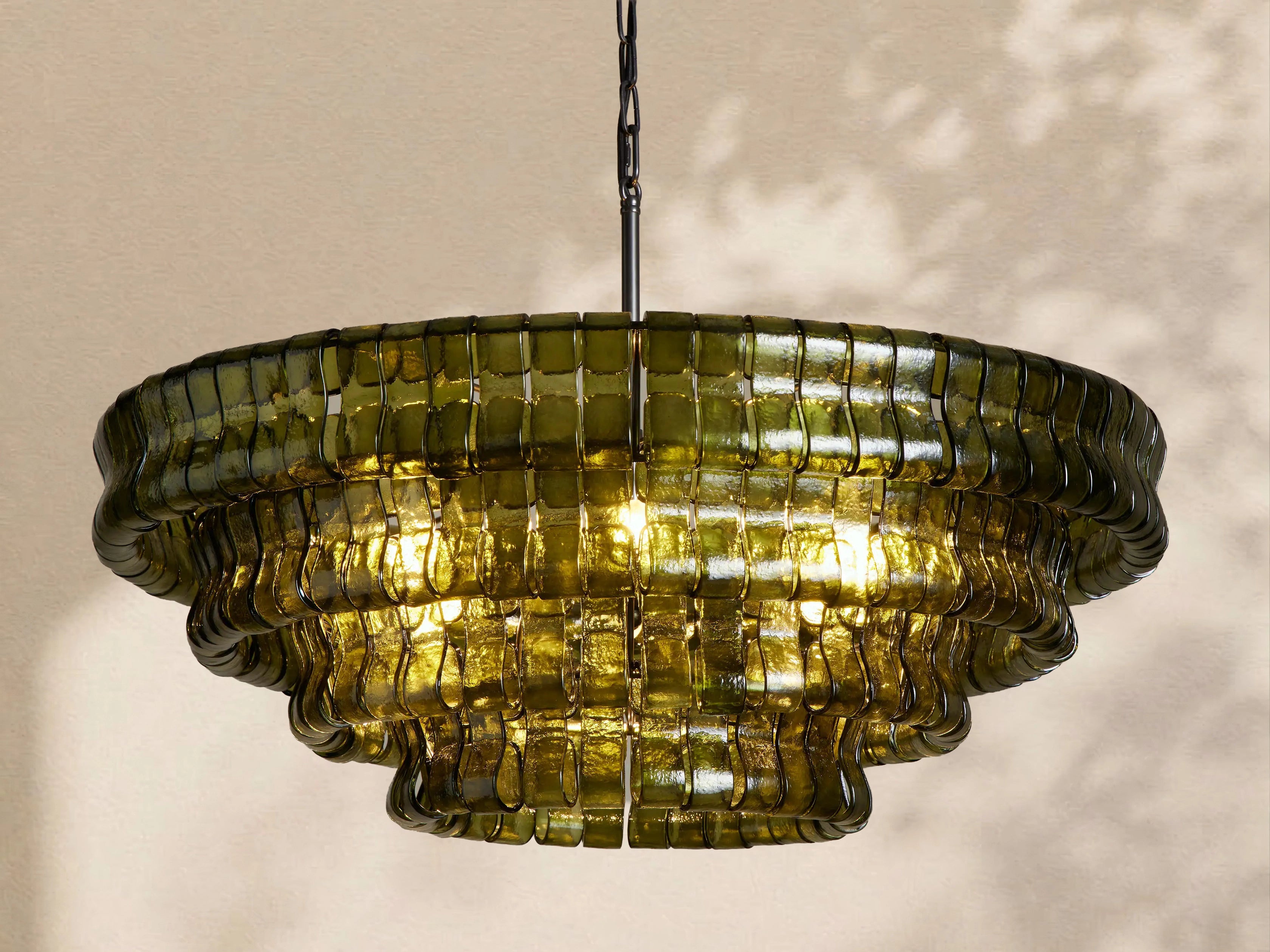 Amor 4-Tier Ghiaccio Glass Round Chandelier 36"
