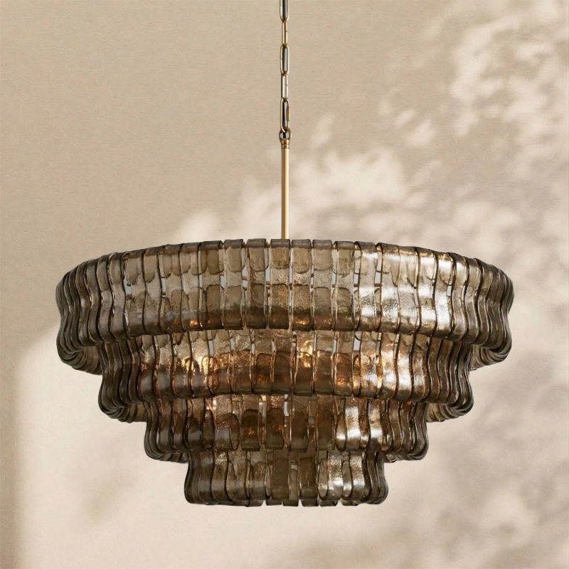 Amor 4-Tier Ghiaccio Glass Round Chandelier 36"