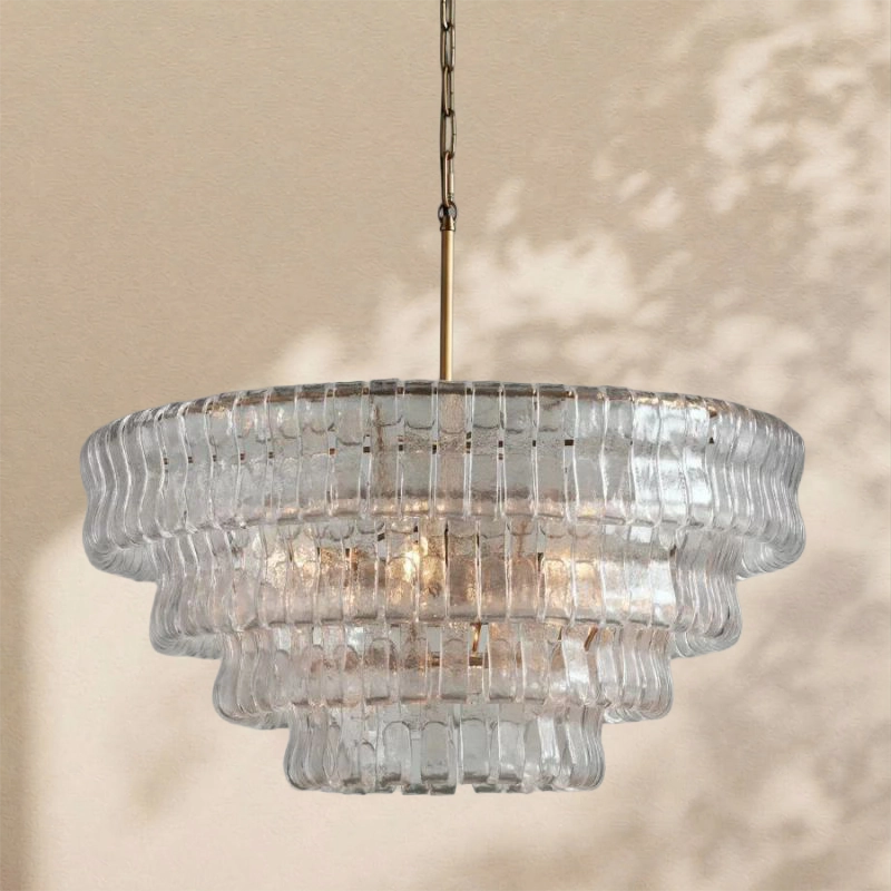 Amor 4-Tier Ghiaccio Glass Round Chandelier 36"