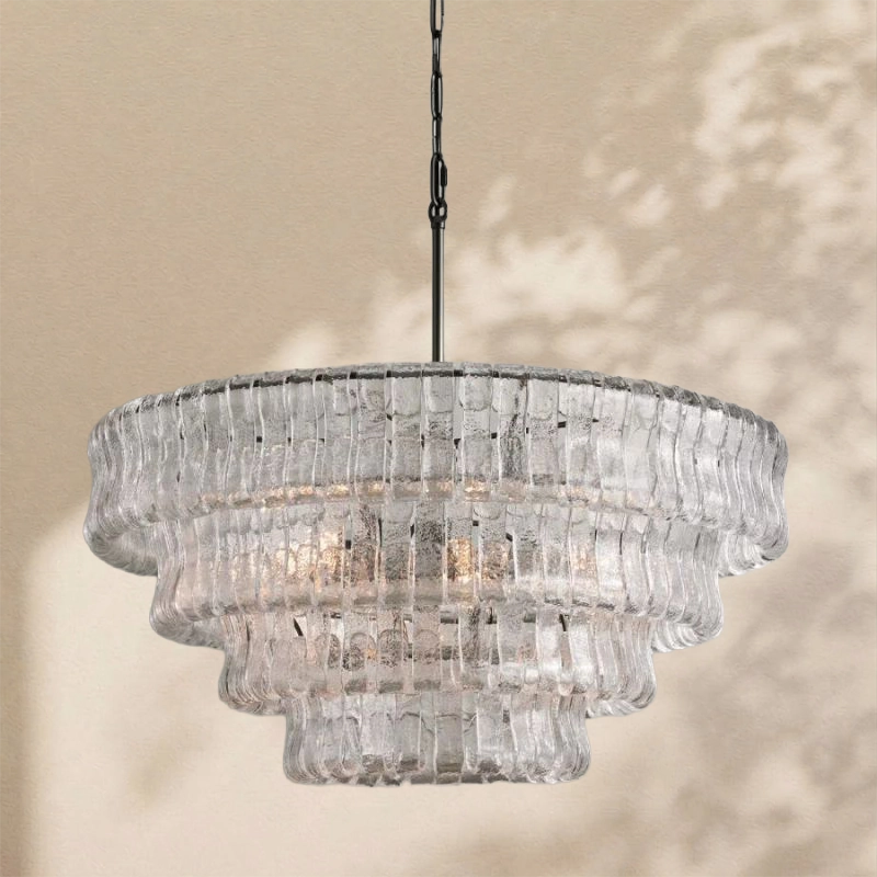 Amor 4-Tier Ghiaccio Glass Round Chandelier 36"