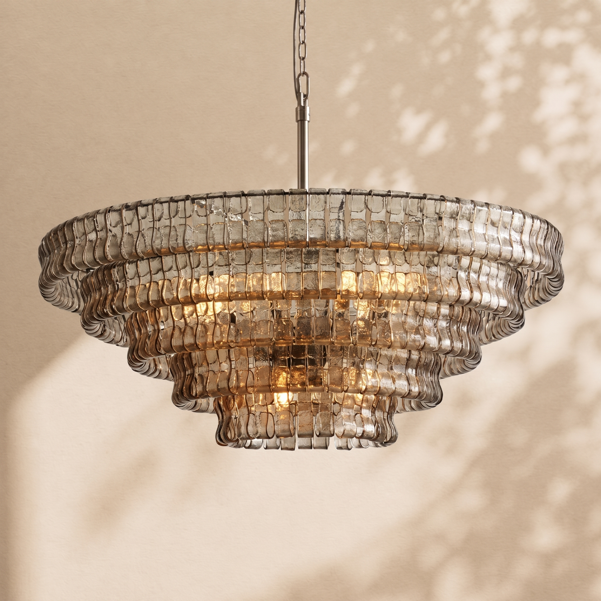 Amor 5-Tier Ghiaccio Glass Round Chandelier 48"