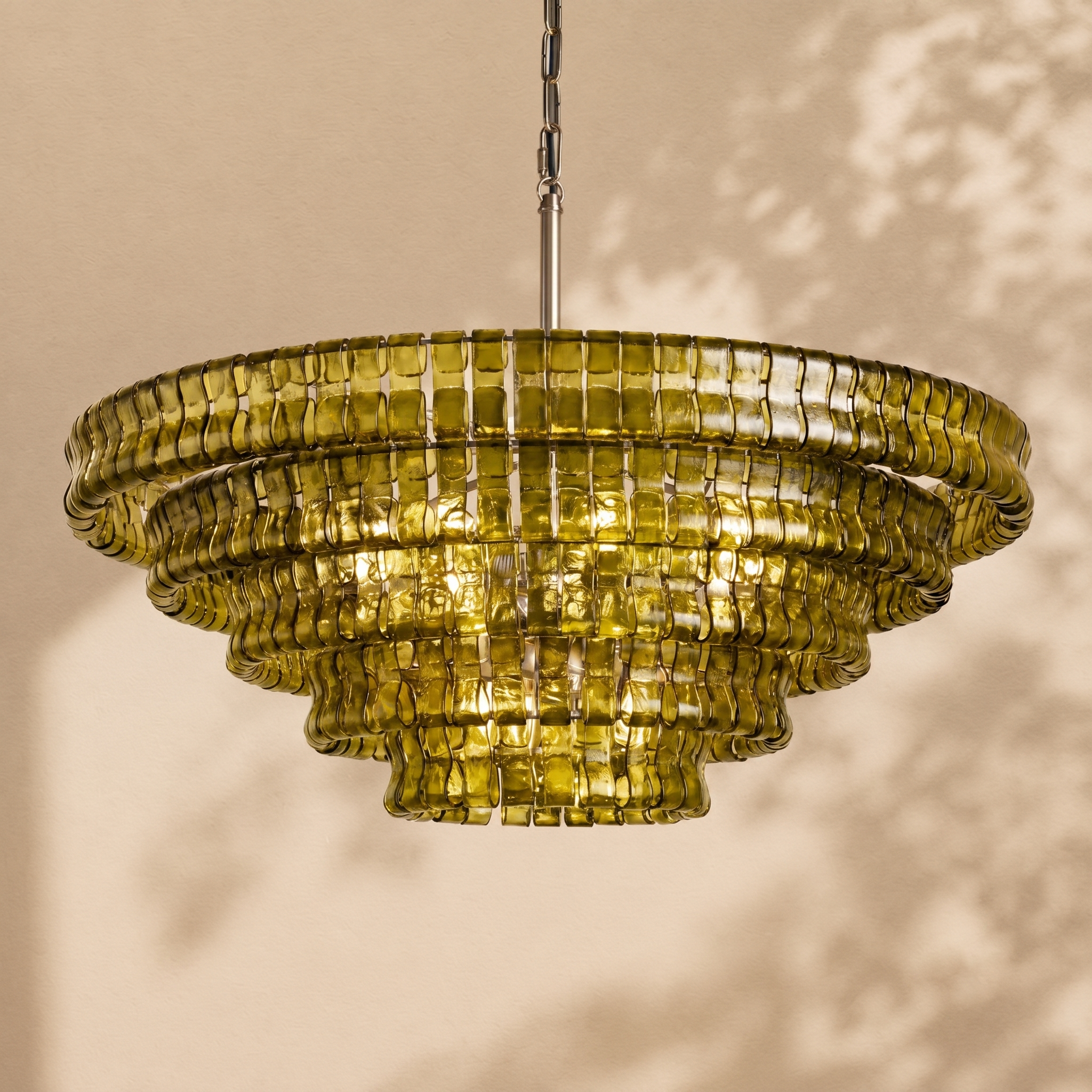 Amor 5-Tier Ghiaccio Glass Round Chandelier 48"