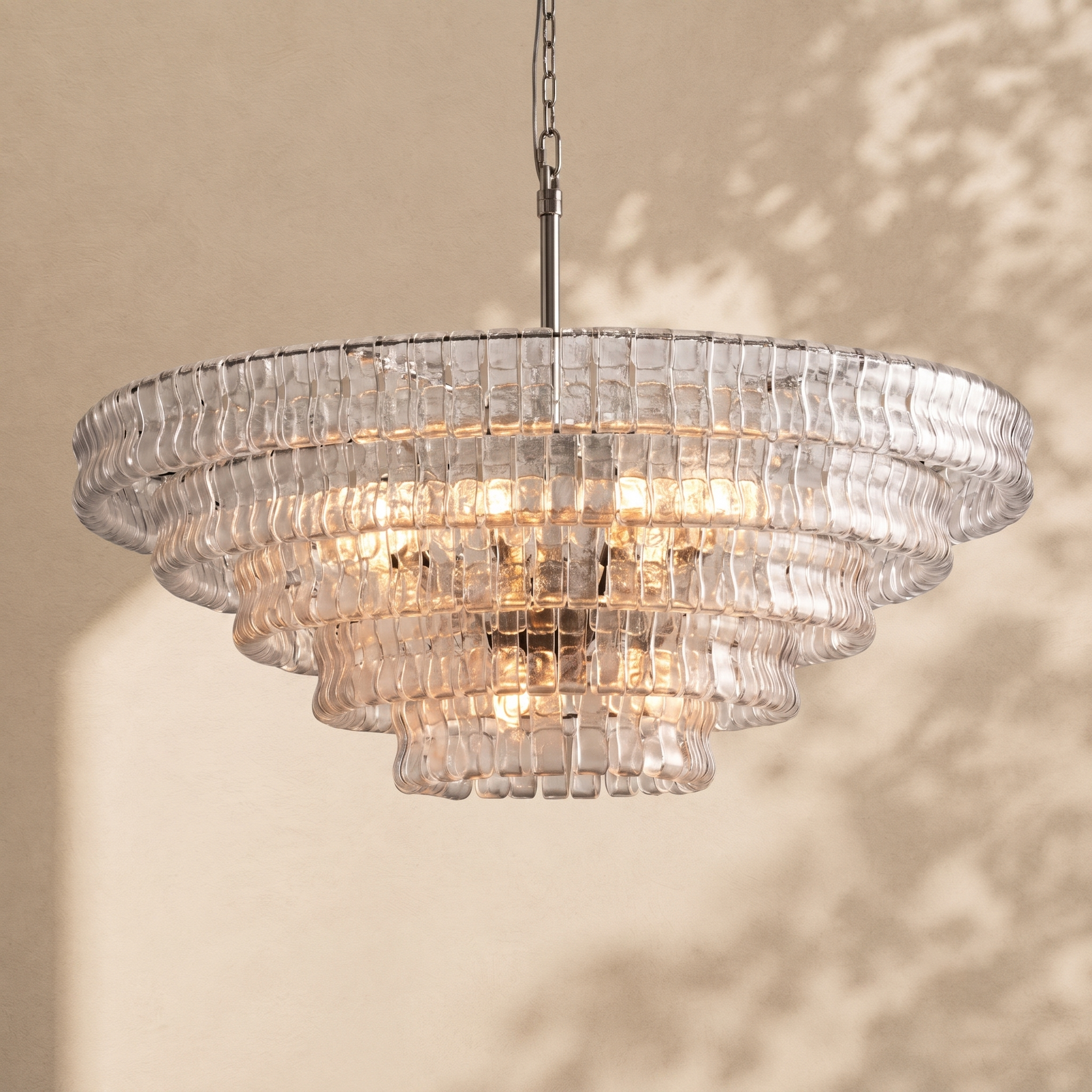 Amor 5-Tier Ghiaccio Glass Round Chandelier 48"