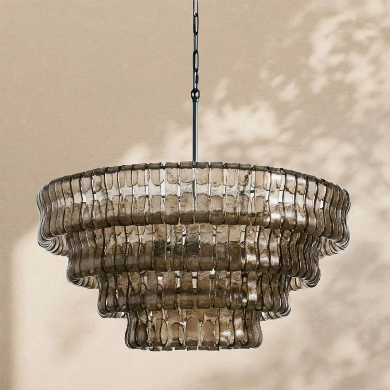 Amor 4-Tier Ghiaccio Glass Round Chandelier 36"