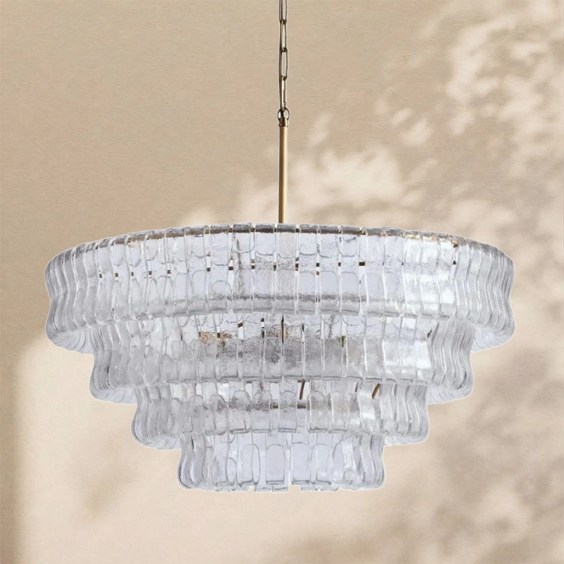 Amor 4-Tier Ghiaccio Glass Round Chandelier 36"