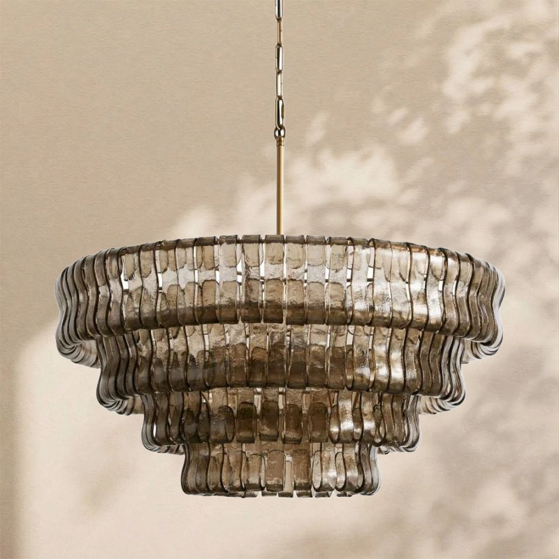 Amor 4-Tier Ghiaccio Glass Round Chandelier 36"