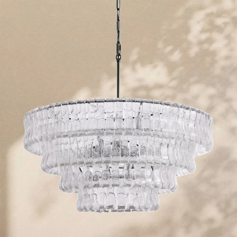 Amor 4-Tier Ghiaccio Glass Round Chandelier 36"