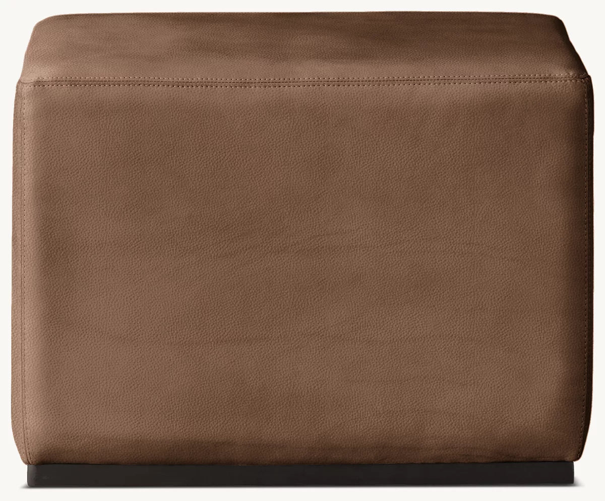 Rex Rectangular Leather Stool - Metal Base