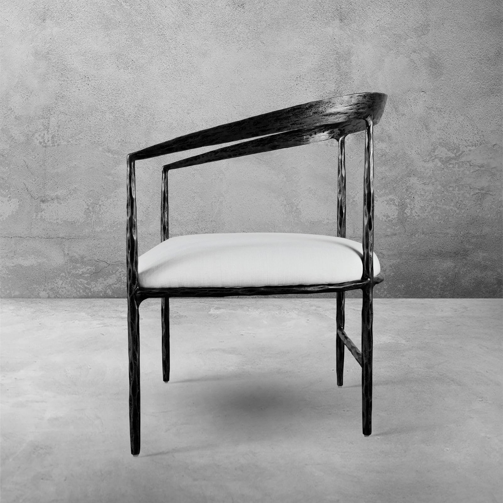 Hand-Forged Metal Curved Chair