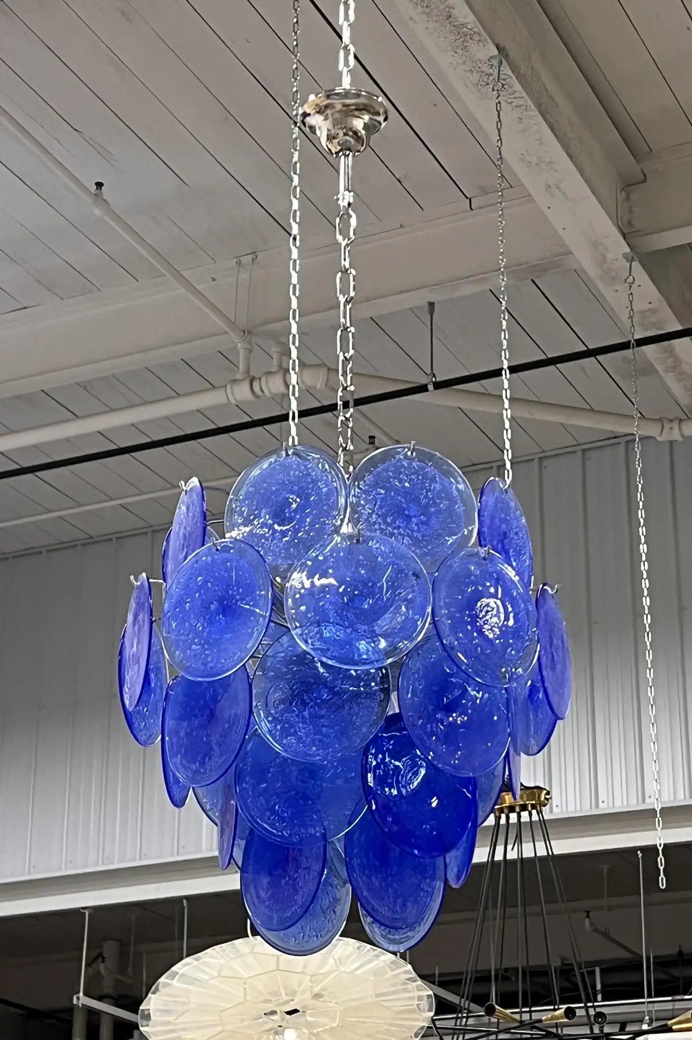 Blue Murano Glass Disc Chandelier