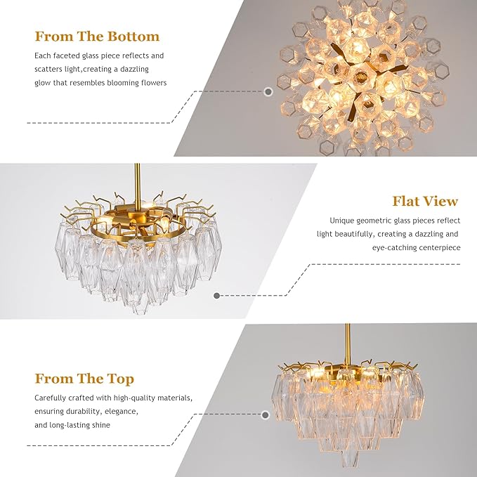 Modern Evelyn Glass Round Chandelier 17"